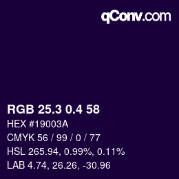 カラーコード: RGB 25.3 0.4 58 | qconv.com