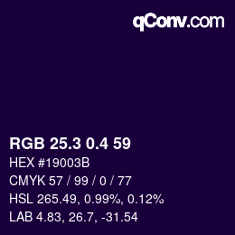 カラーコード: RGB 25.3 0.4 59 | qconv.com