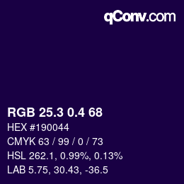カラーコード: RGB 25.3 0.4 68 | qconv.com