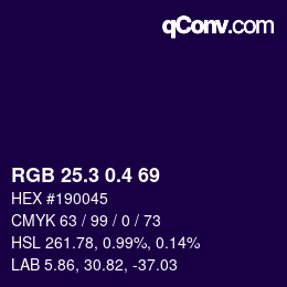 カラーコード: RGB 25.3 0.4 69 | qconv.com