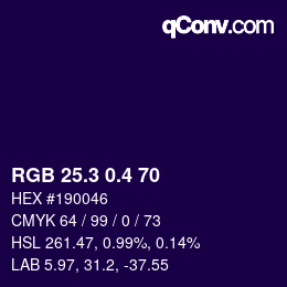 カラーコード: RGB 25.3 0.4 70 | qconv.com