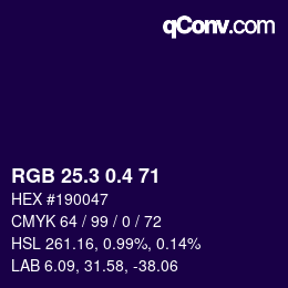 カラーコード: RGB 25.3 0.4 71 | qconv.com