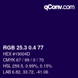 カラーコード: RGB 25.3 0.4 77 | qconv.com