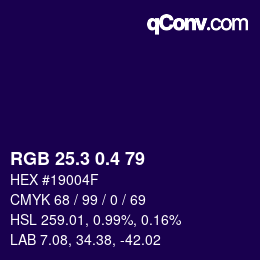 カラーコード: RGB 25.3 0.4 79 | qconv.com