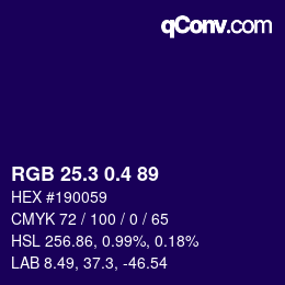 カラーコード: RGB 25.3 0.4 89 | qconv.com