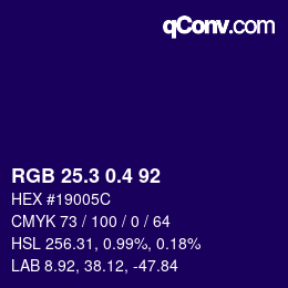カラーコード: RGB 25.3 0.4 92 | qconv.com