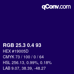 カラーコード: RGB 25.3 0.4 93 | qconv.com