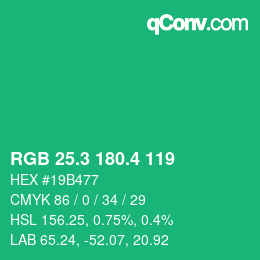 カラーコード: RGB 25.3 180.4 119 | qconv.com