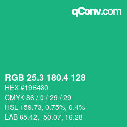 カラーコード: RGB 25.3 180.4 128 | qconv.com