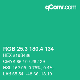 カラーコード: RGB 25.3 180.4 134 | qconv.com