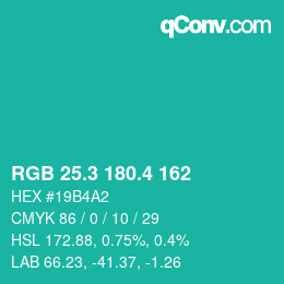 カラーコード: RGB 25.3 180.4 162 | qconv.com