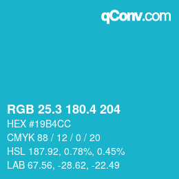 カラーコード: RGB 25.3 180.4 204 | qconv.com