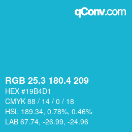 カラーコード: RGB 25.3 180.4 209 | qconv.com