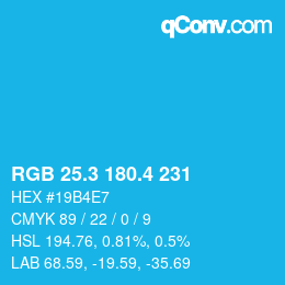 カラーコード: RGB 25.3 180.4 231 | qconv.com