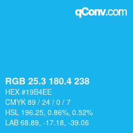 カラーコード: RGB 25.3 180.4 238 | qconv.com