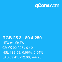 カラーコード: RGB 25.3 180.4 250 | qconv.com