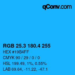 カラーコード: RGB 25.3 180.4 255 | qconv.com