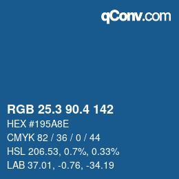 カラーコード: RGB 25.3 90.4 142 | qconv.com