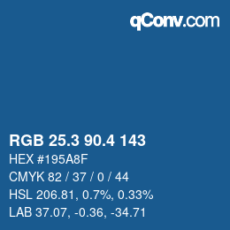 カラーコード: RGB 25.3 90.4 143 | qconv.com