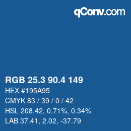 カラーコード: RGB 25.3 90.4 149 | qconv.com
