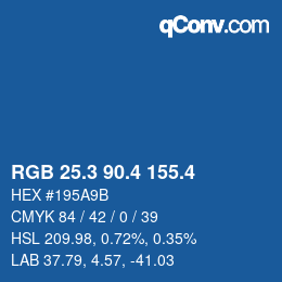 カラーコード: RGB 25.3 90.4 155.4 | qconv.com