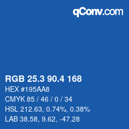 カラーコード: RGB 25.3 90.4 168 | qconv.com