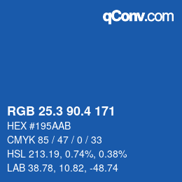 カラーコード: RGB 25.3 90.4 171 | qconv.com