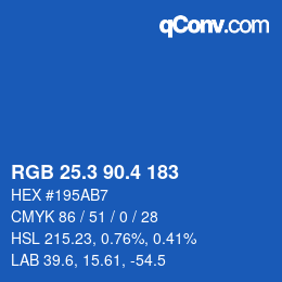 カラーコード: RGB 25.3 90.4 183 | qconv.com