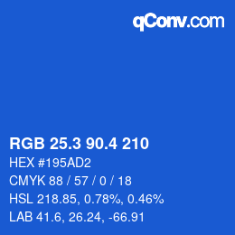 カラーコード: RGB 25.3 90.4 210 | qconv.com
