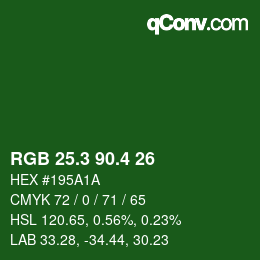 カラーコード: RGB 25.3 90.4 26 | qconv.com