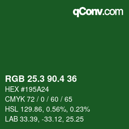 カラーコード: RGB 25.3 90.4 36 | qconv.com