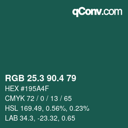 カラーコード: RGB 25.3 90.4 79 | qconv.com