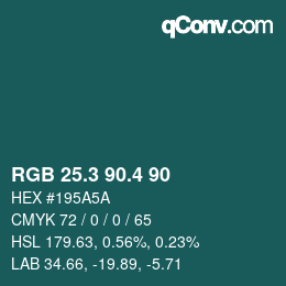 カラーコード: RGB 25.3 90.4 90 | qconv.com