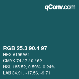 カラーコード: RGB 25.3 90.4 97 | qconv.com