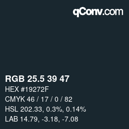 Color code: RGB 25.5 39 47 | qconv.com
