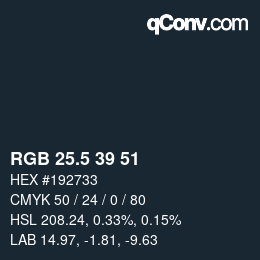 Color code: RGB 25.5 39 51 | qconv.com