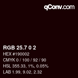 カラーコード: RGB 25.7 0 2 | qconv.com