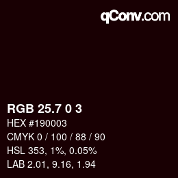 カラーコード: RGB 25.7 0 3 | qconv.com
