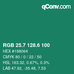 カラーコード: RGB 25.7 128.6 100 | qconv.com