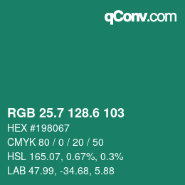 カラーコード: RGB 25.7 128.6 103 | qconv.com