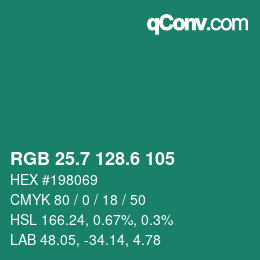 カラーコード: RGB 25.7 128.6 105 | qconv.com