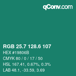 カラーコード: RGB 25.7 128.6 107 | qconv.com
