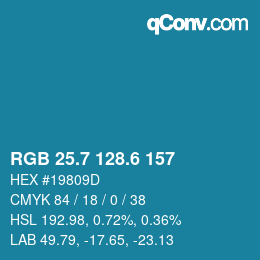 カラーコード: RGB 25.7 128.6 157 | qconv.com