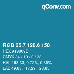 カラーコード: RGB 25.7 128.6 158 | qconv.com
