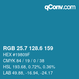 カラーコード: RGB 25.7 128.6 159 | qconv.com