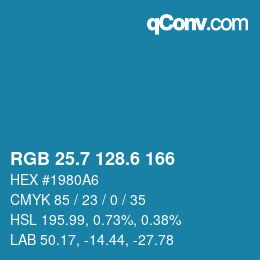 カラーコード: RGB 25.7 128.6 166 | qconv.com