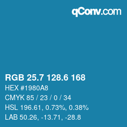 カラーコード: RGB 25.7 128.6 168 | qconv.com