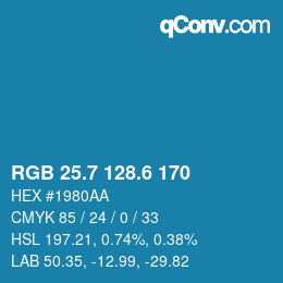 カラーコード: RGB 25.7 128.6 170 | qconv.com