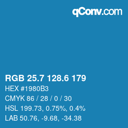 カラーコード: RGB 25.7 128.6 179 | qconv.com