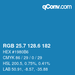 カラーコード: RGB 25.7 128.6 182 | qconv.com